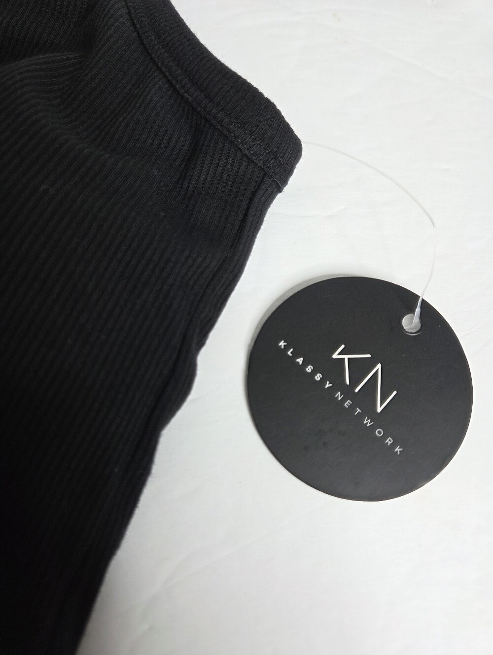Klassy Network Black Ribbed Strappy Racerback Tank Top W CB Size Small NwT Brami - Picture 15 of 16
